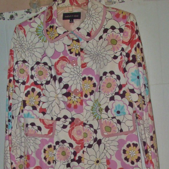 Isabel & Nina Pink Long Trench Cotton Overcoat Matching Floral Print Pencil Skir - Picture 3 of 7